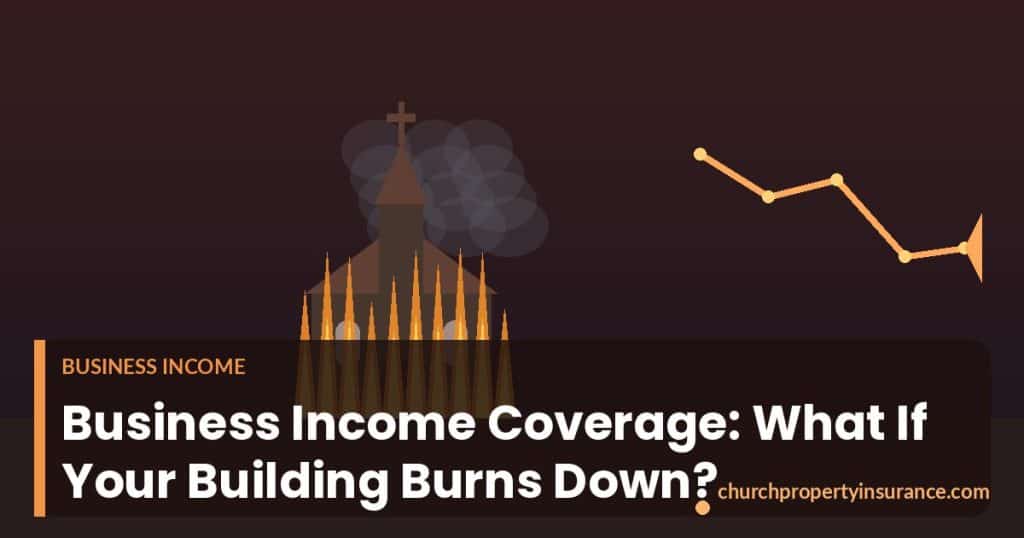 Church building on fire illustrating business income coverage